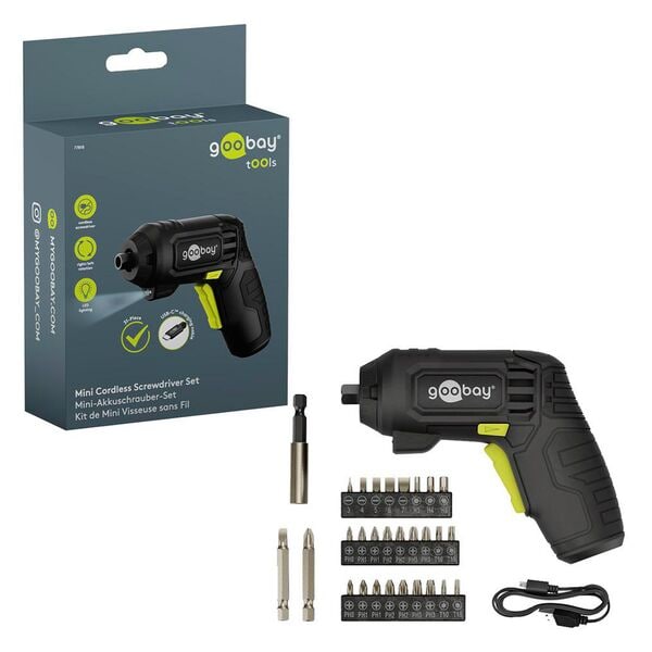 goobay Akku-Schrauber-Set »77818« schwarz, 11x11.5x4.4 cm