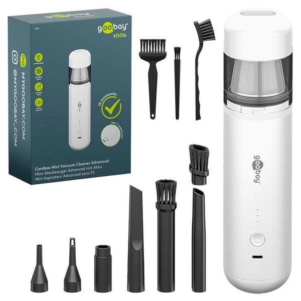 goobay Mini-Akku-Staubsauger »Advanced 77828, 80W« weiß, 6.5x27.5x6.5 cm