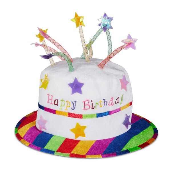 relaxdays Geburtstagshut »Happy-Birthday-Torte«