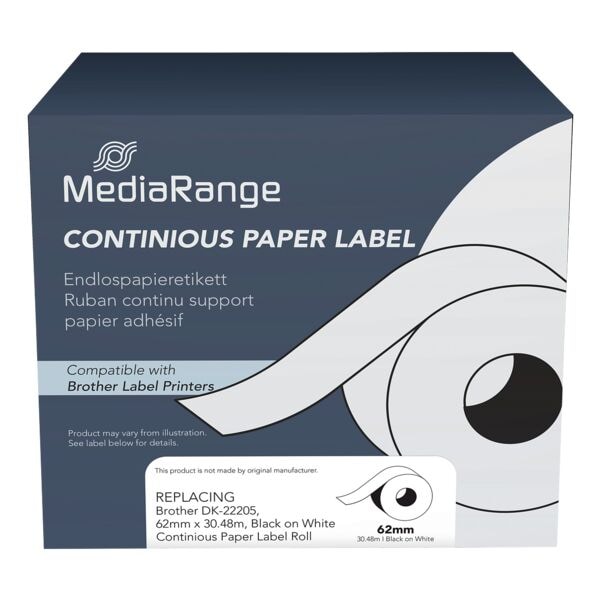 MediaRange Endlospapierrolle für Etikettendrucker 62,0 mm x 30,48 m