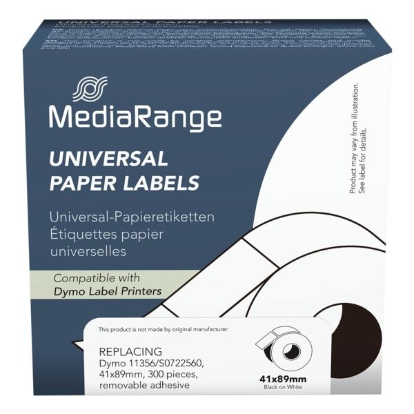 MediaRange Etikettenrolle für Etikettendrucker 41 x 89 mm 300 Stück