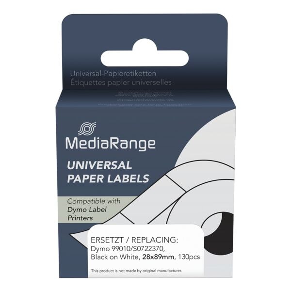 MediaRange Etikettenrollen für Etikettendrucker 28 x 89 mm 130 Stück