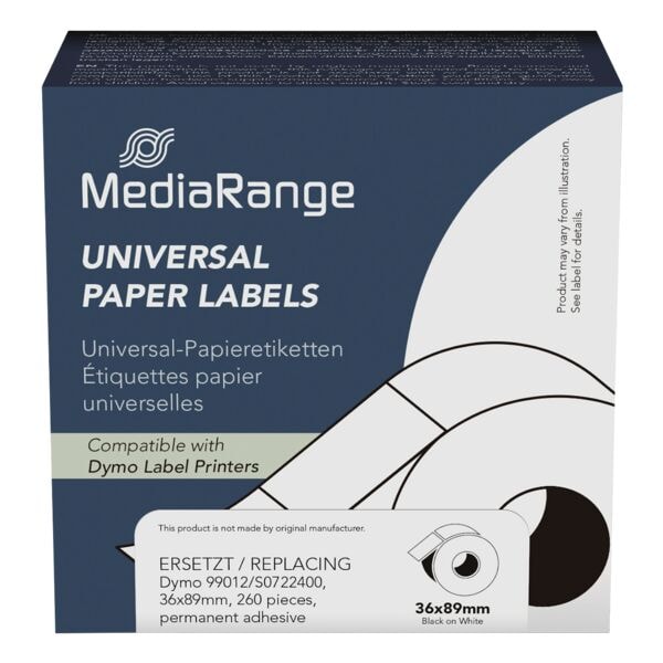 MediaRange Etikettenrollen für Etikettendrucker 36 x 89 mm 260 Stück