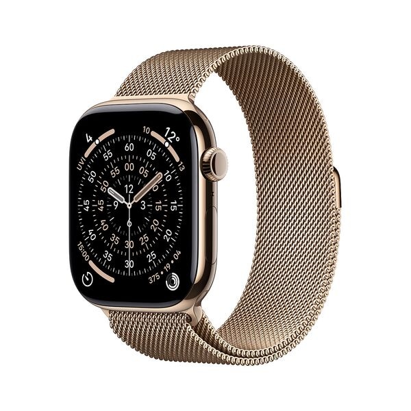 Apple Smartwatch Apple Series 11 Titan Gold (GPS + Cellular) mit Milanaise Armband Gol grün