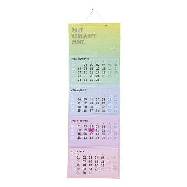 folia Monats-Wandkalender »Rainbow« 2027, 34x100 cm