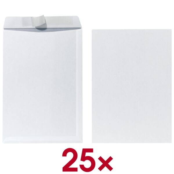 Herlitz 25 Versandtaschen DIN C4 90 g/m² ohne Fenster weiß, 32.4x22.9 cm