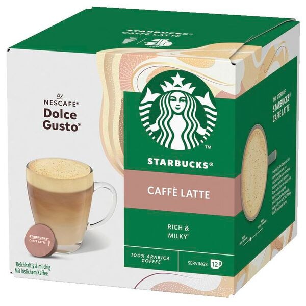 Starbucks Kaffeekapseln DOLCE GUSTO® STARBUCKS® Caffé Latte Rich & Milky 12 Portionen braun