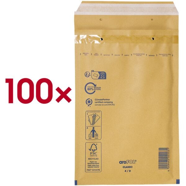 aroFol Luftpolster-Versandtaschen »classic Gr. 4« 100 Stück braun, 20x27.5 cm