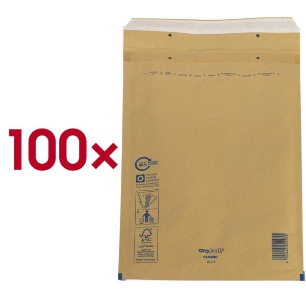 aroFol Luftpolster-Versandtaschen »classic Gr. 6« 100 Stück braun, 24x35 cm