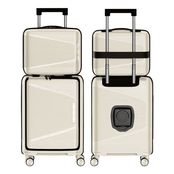 4FLY Hartschalen-Reisekoffer-Set »Linea Lux« S/M 18 L/30 L 2 Stück beige, 36x54x19 cm