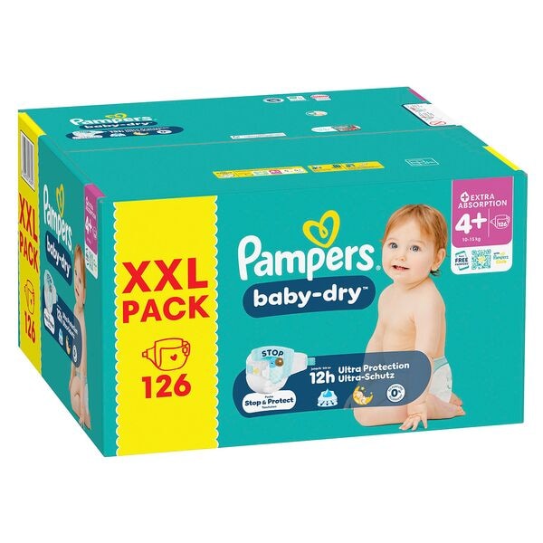 Pampers Windeln »baby-dry™ XXL PACK« Gr. 4+ (10-15 kg) 126 Stück weiß