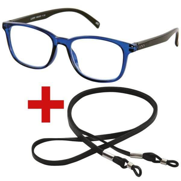 I Need You Lesebrille »Lucky« +1,00 dpt inkl. Brillenband 65 cm blau-schwarz, 3.9 cm