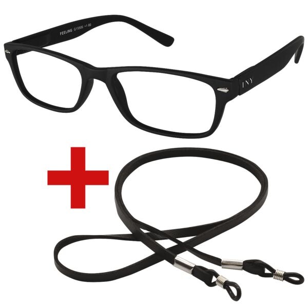 I Need You Lesebrille »Feeling« +1,00 dpt inkl. Brillenband 65 cm schwarz, 3 cm
