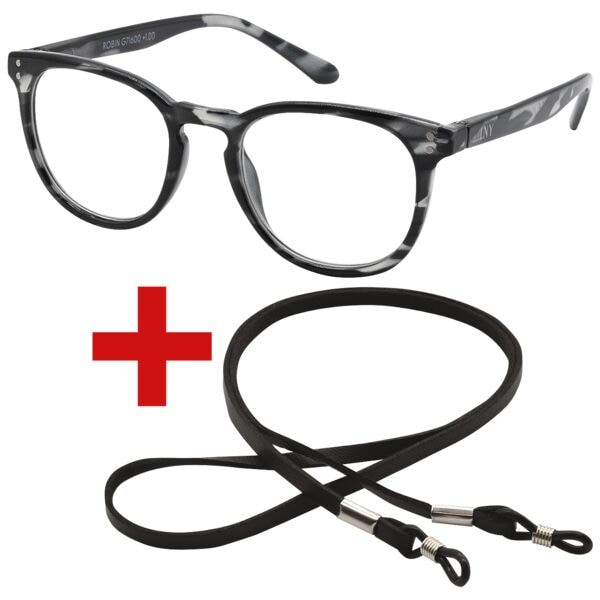 I Need You Lesebrille »Robin« +1,50 dpt inkl. Brillenband 65 cm schwarz-havanna, 4.1 cm
