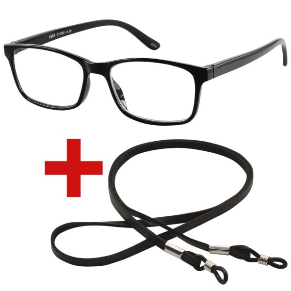 I Need You Lesebrille »Luca« +1,50 dpt inkl. Brillenband 65 cm schwarz, 3.6 cm