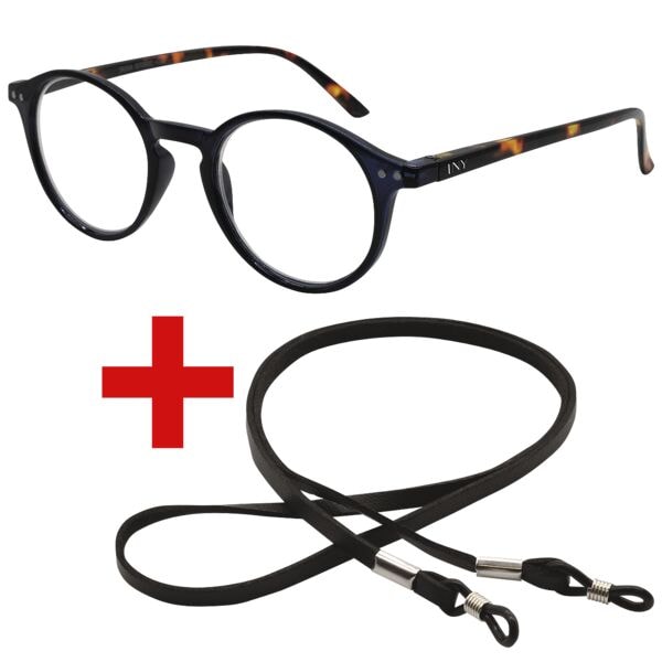 I Need You Lesebrille »Sasha« +1,00 dpt inkl. Brillenband 65 cm dunkelblau-havanna, 4.4 cm