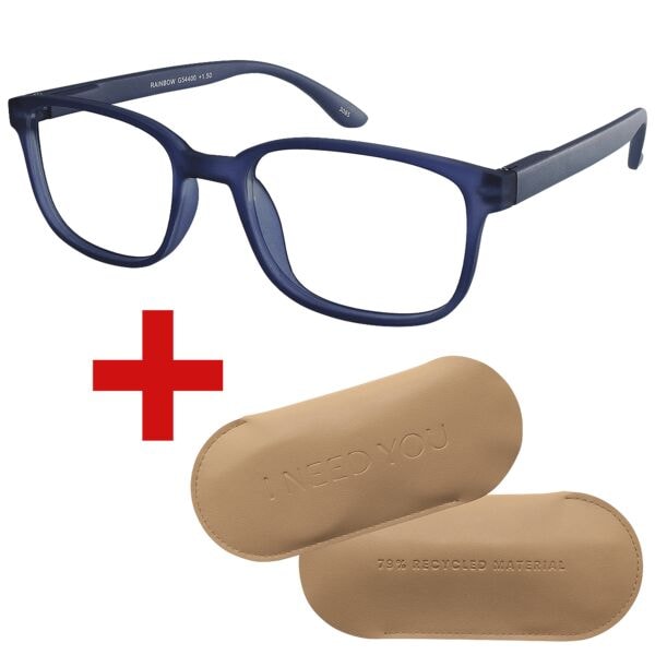 I Need You Lesebrille »Rainbow« +2,00 dpt inkl. Brillenetui CARRY Gr. L Blau, 3.8 cm