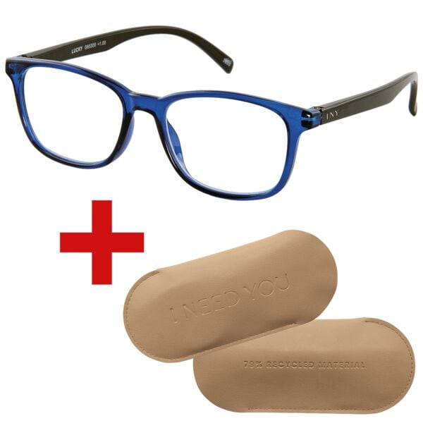 I Need You Lesebrille »Lucky« +2,00 dpt inkl. Brillenetui CARRY Gr. L blau-schwarz, 3.9 cm