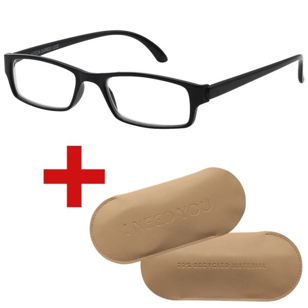 I Need You Lesebrille »Action« +1,00 dpt inkl. Brillenetui CARRY Gr. L schwarz, 2.9 cm