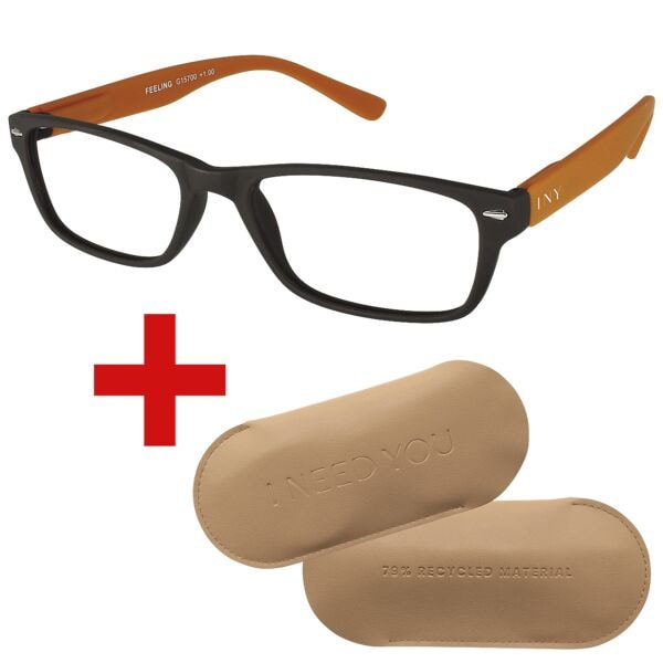 I Need You Lesebrille »Feeling« +2,50 dpt inkl. Brillenetui CARRY Gr. L blau-orange, 3 cm