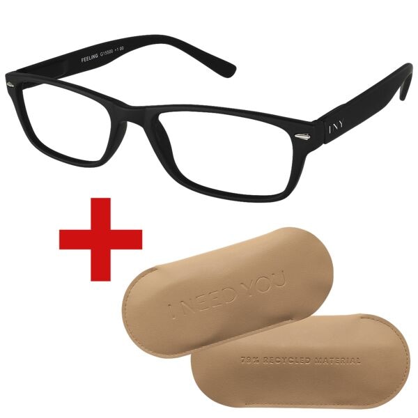 I Need You Lesebrille »Feeling« +2,50 dpt inkl. Brillenetui CARRY Gr. L schwarz, 3 cm