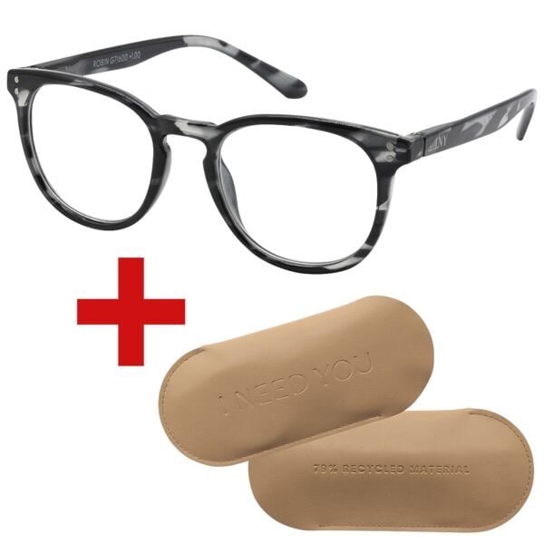 I Need You Lesebrille »Robin« +1,00 dpt inkl. Brillenetui CARRY Gr. L schwarz-havanna, 4.1 cm