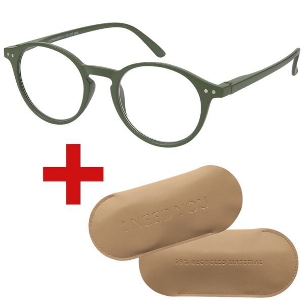 I Need You Lesebrille »Quinn« +1,00 dpt inkl. Brillenetui CARRY Gr. L grün, 4.4 cm