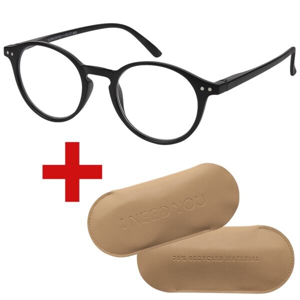 I Need You Lesebrille »Quinn« +1,00 dpt inkl. Brillenetui CARRY Gr. L schwarz, 4.4 cm