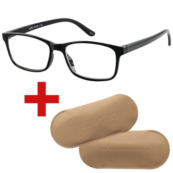 I Need You Lesebrille »Luca« +1,00 dpt inkl. Brillenetui CARRY Gr. L schwarz, 3.6 cm