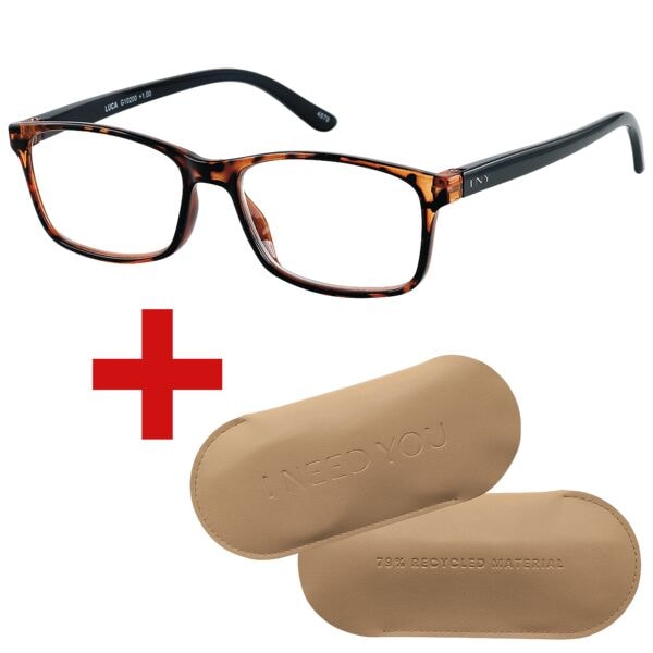 I Need You Lesebrille »Luca« +2,50 dpt inkl. Brillenetui CARRY Gr. L braun-hav, 3.6 cm