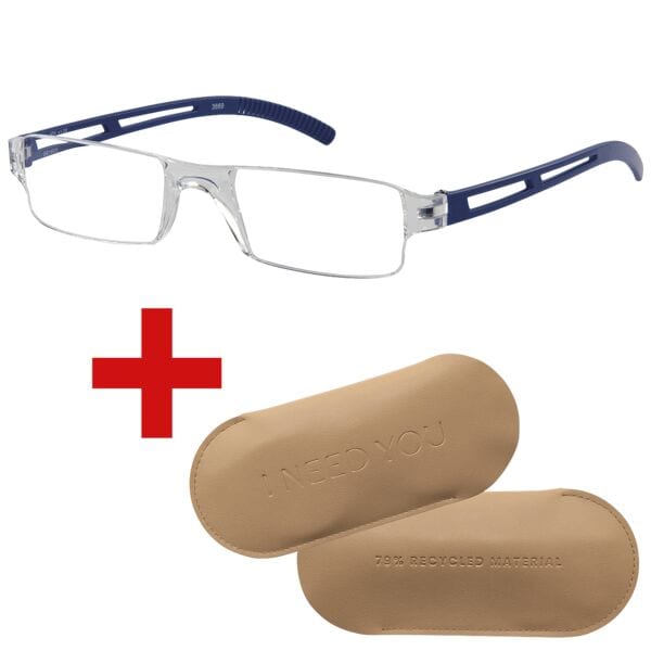 I Need You Lesebrille »Joy« +1,00 dpt inkl. Brillenetui CARRY Gr. L kristall-blau, 2.8 cm