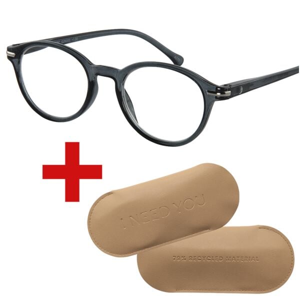 I Need You Lesebrille »Tropic« +1,00 dpt inkl. Brillenetui CARRY Gr. L grau, 4 cm