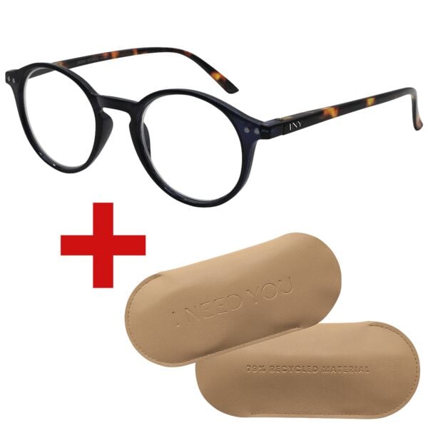 I Need You Lesebrille »Sasha« +2,00 dpt inkl. Brillenetui CARRY Gr. L dunkelblau-havanna, 4.4 cm