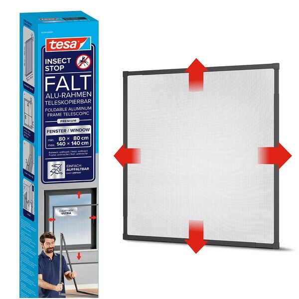 tesa Fliegengitter »Insect Stop FALT« anthrazit 0,8-1,4 x 0,8-1,4 m anthrazit