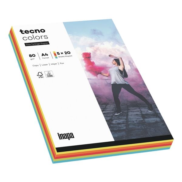 tecno Multifunktionales Druckerpapier »tecno Colors« im Intensivfarben-Mix mehrfarbig