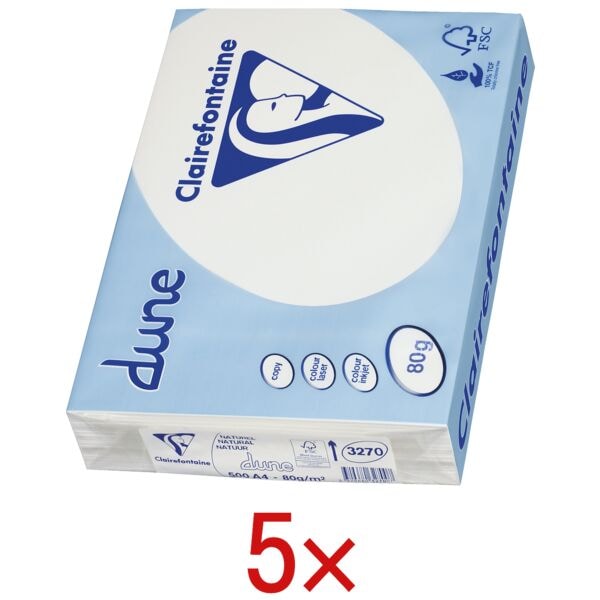 Clairefontaine 5 Pack Multifunktionales Druckerpapier »Dune« (weiß mit Cremefärbung) weiß