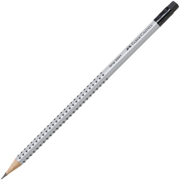Faber-Castell Bleistift »Grip 2001« HB mit Radiergummi grau