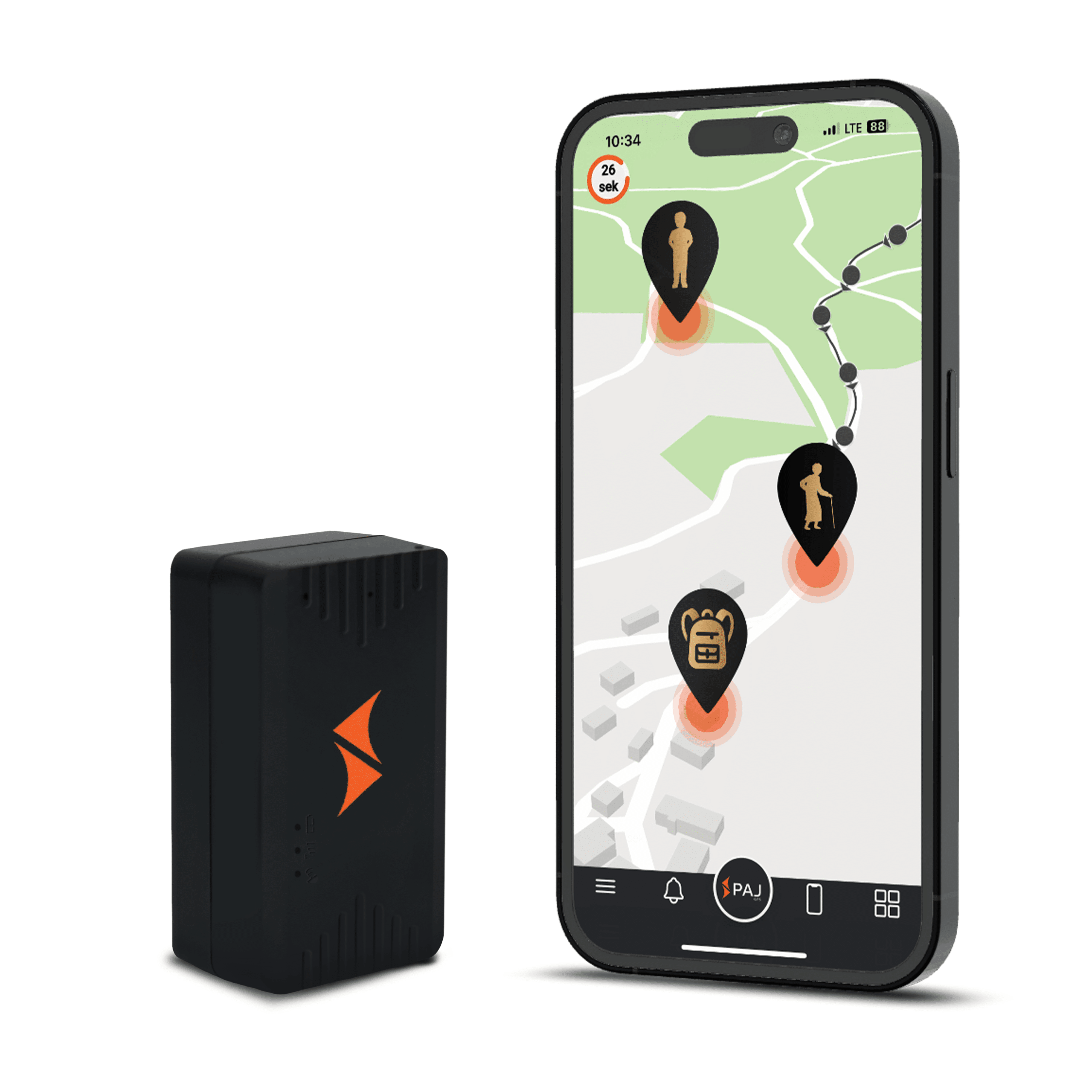 PAJ PEOPLE GPS Tracker – Mini Ortungsgerät für Personen. Live-Tracking und Schutz von Kinder, Senioren. 4G Technologie mit vielen Alarmen
