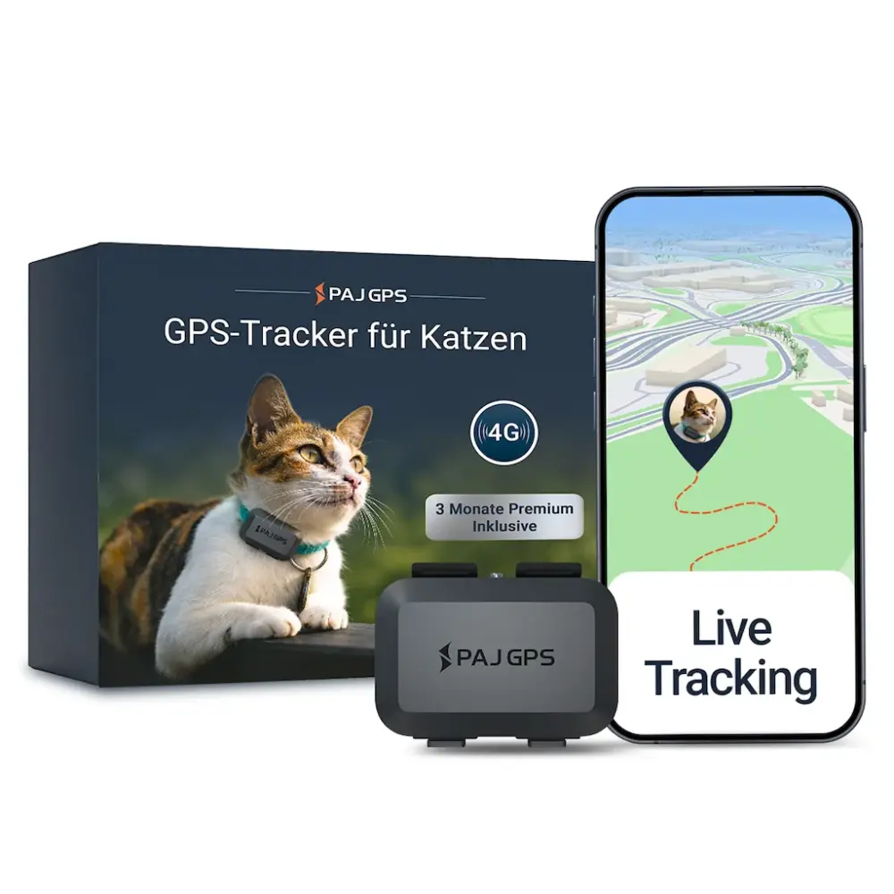 PAJ GPS-Tracker für Katzen | PET Finder 4G Mini | ab 4 kg, Echtzeit-Ortung 4G in Europa, 100% wasserdicht, 3 Monate Premium inklusive