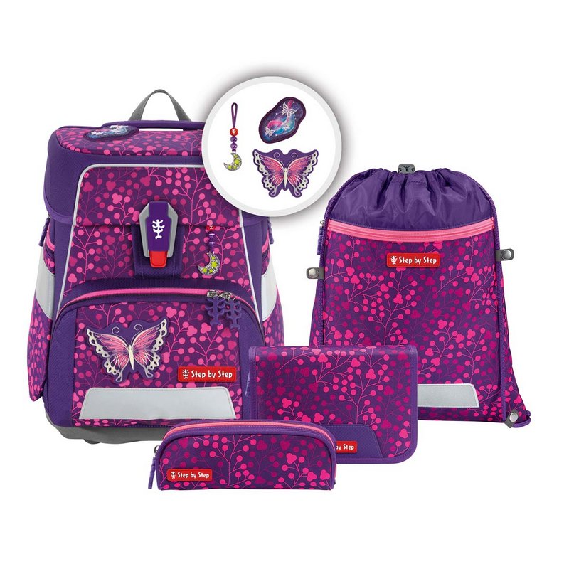 Step by Step Schulranzen-Set Space Shine Butterfly Night Ina 5-tlg. - Special Edition