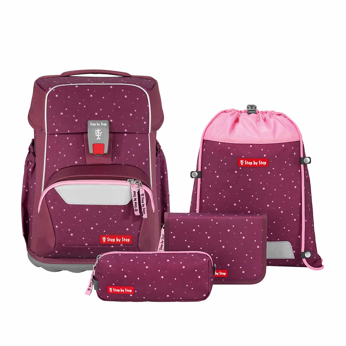 Step by Step Schulranzen-Set Basis Berry Stars 4-tlg.