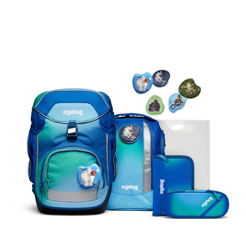 ergobag pack Schulranzen Set DschungelfieBär 6tlg. - Colour-Splash-Edition