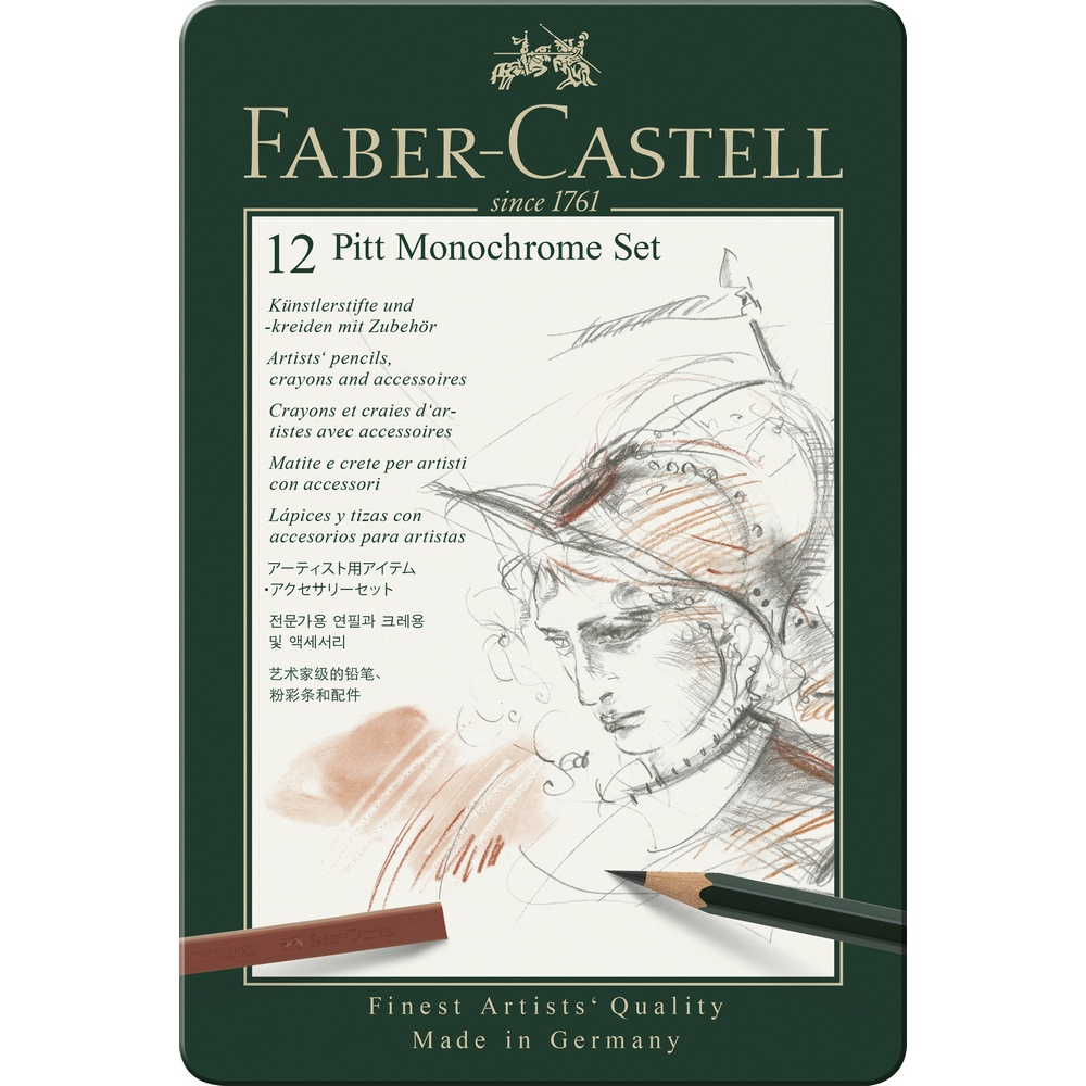 Faber-Castell Pitt Monochrome Set Klein Metalletui 12er Set