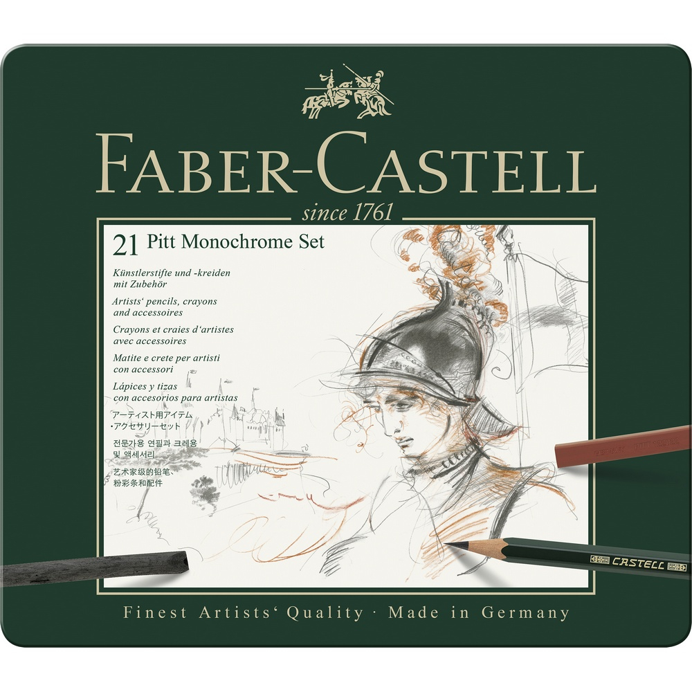 Faber-Castell Pitt Monochrome Set Medium Metalletui 21er Set