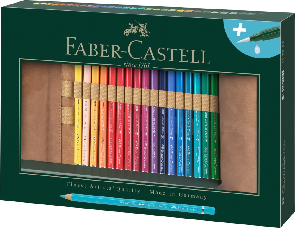 Faber-Castell Aquarellstifte Albrecht Dürer in Stifterolle 30 Stk. mit Aquarellpinsel
