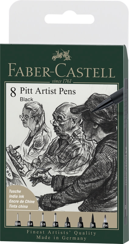 Faber-Castell Tuschestift PITT Artist Pen 8er Set schwarz 199