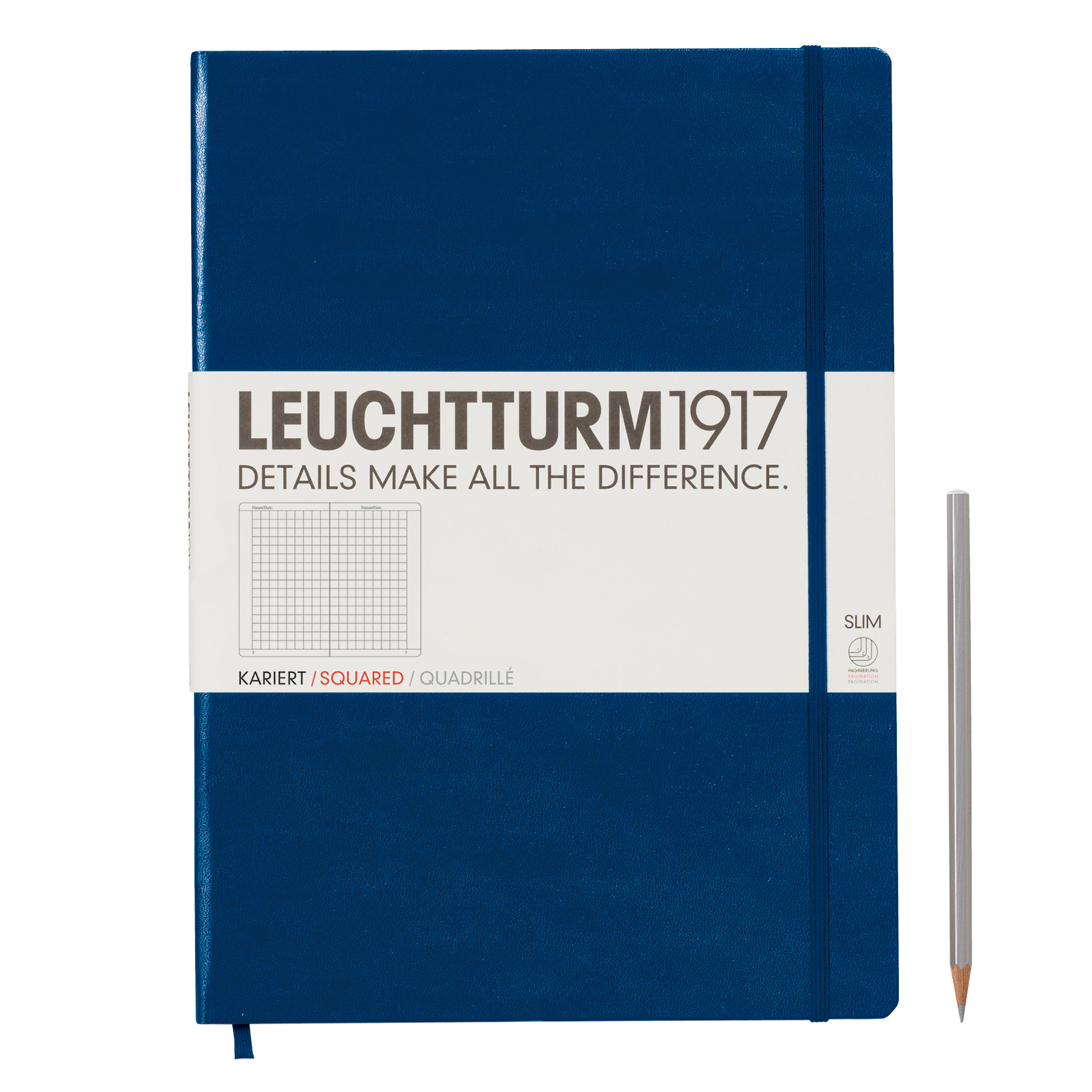 Leuchtturm1917 Notizbuch Master Slim (A4+) Hardcover Marine Kariert