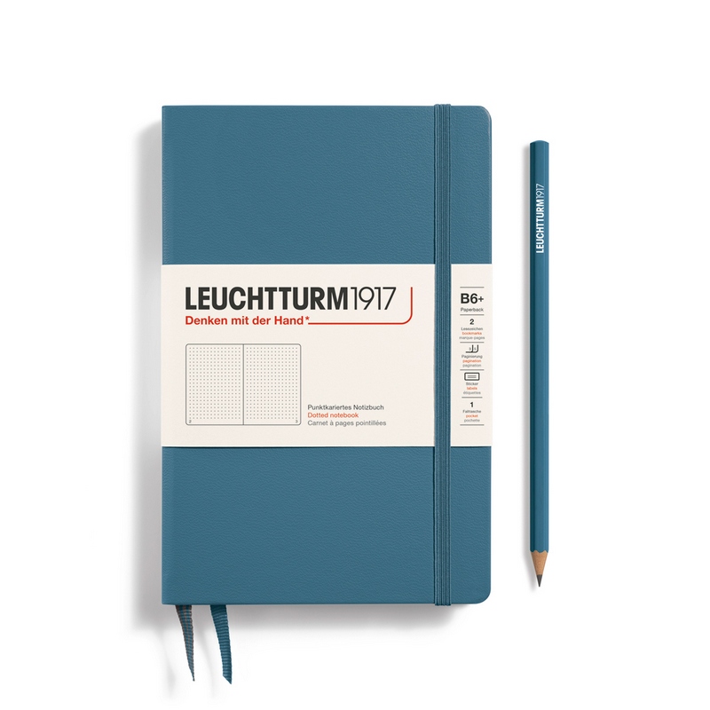 Leuchtturm1917 Notizbuch Paperback Hardcover B6+ Stone Blue, punktkariert