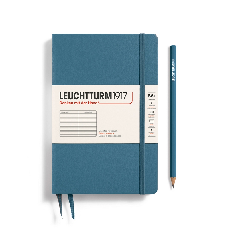 Leuchtturm1917 Notizbuch Paperback Hardcover B6+ Stone Blue, liniert