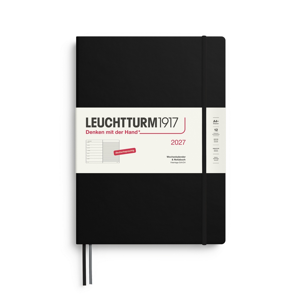Leuchtturm1917 Kalender & Notizbuch 1 Woche auf 1 Seite 2027 Master A4+ Hardcover Schwarz, liniert